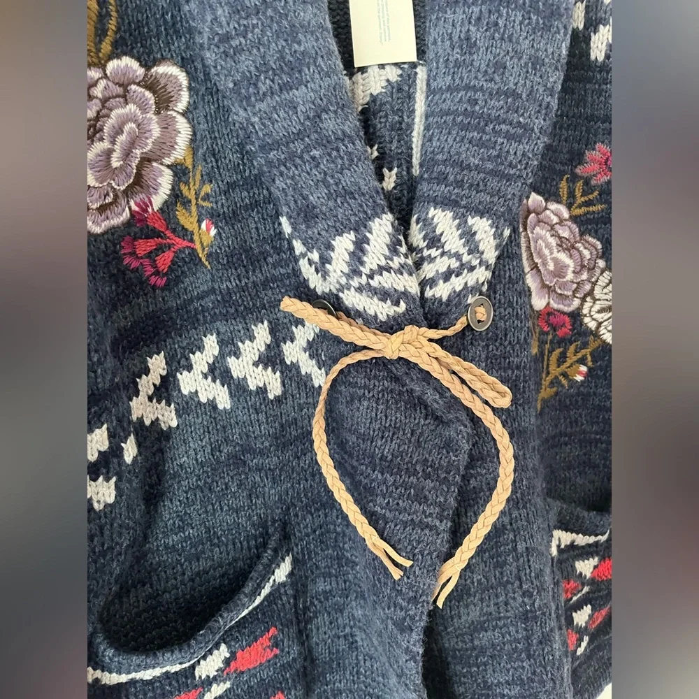 🌺SUNDANCE KATIA HERITAGE CARDIGAN IN INDIGO L - Picture 11 of 12
